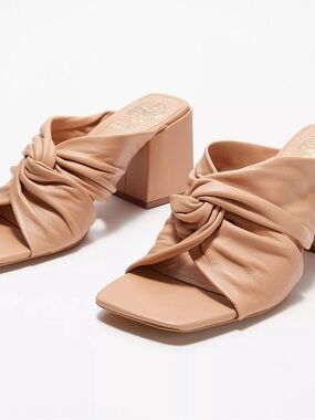 Vince Camuto Knotted Slide Heels in Beige